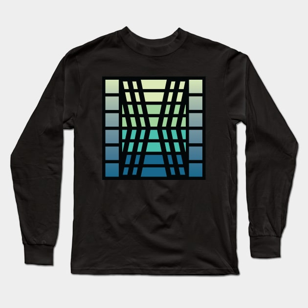 “Dimensional Bend” - V.3 Blue/Green - (Geometric Art) (Dimensions) - Doc Labs Long Sleeve T-Shirt by Doc Labs